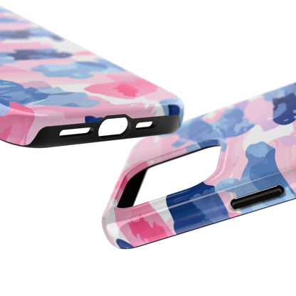 iPhone Case: Dynamic Pink & Navy Brushstroke Art