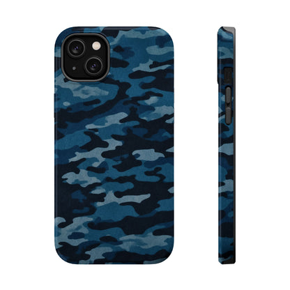 Dark Blue Camouflage – MagSafe iPhone Case with Modern Rugged Style