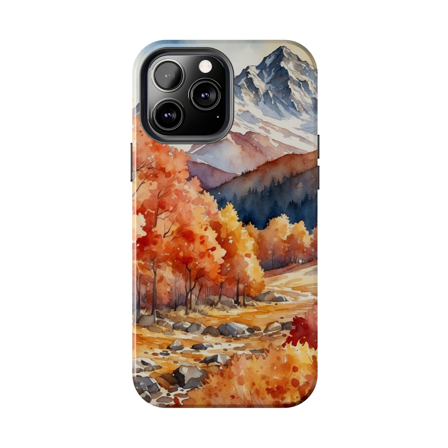 Watercolor Autumn Forest and Mountains - iPhone Case