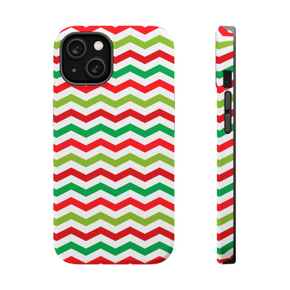 Vibrant Fiesta Chevron – Yellow Green, Green & Red Geometric MagSafe Case