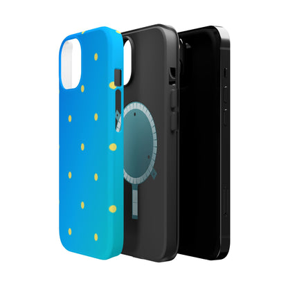 Blue Ocean Gradient Polka Dots MagSafe iPhone Case – Shockproof, Smooth Matte Finish, Dual-Layer Design