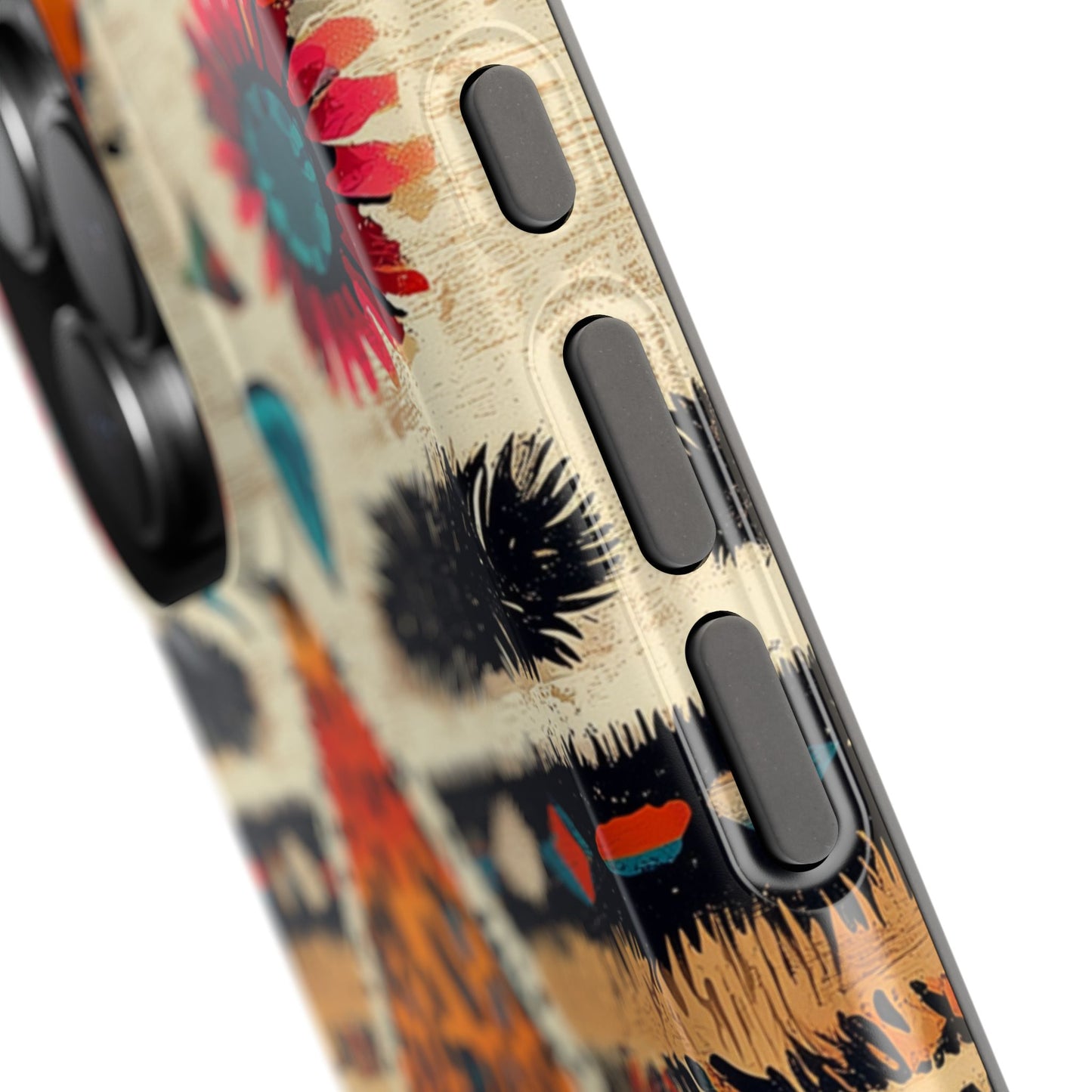 Wild Boho Leopard Print & Floral Tough MagSafe iPhone Case – Eclectic Tribal Design, Dual-Layer Protection