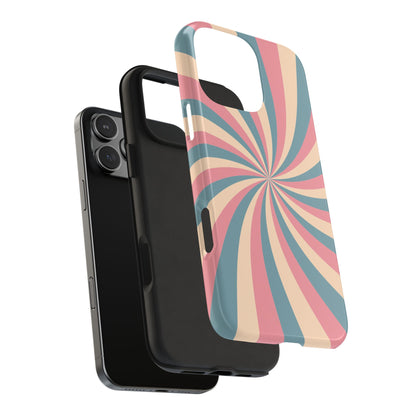 Vintage Pastel Swirl iPhone Case – Dual-Layer Protection with 70s-Inspired Design