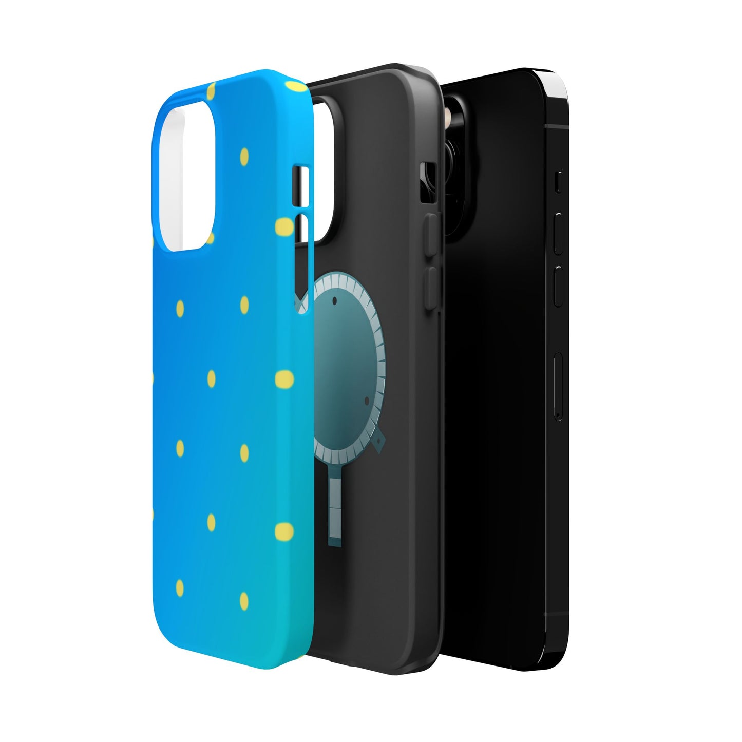 Blue Ocean Gradient Polka Dots MagSafe iPhone Case – Shockproof, Smooth Matte Finish, Dual-Layer Design