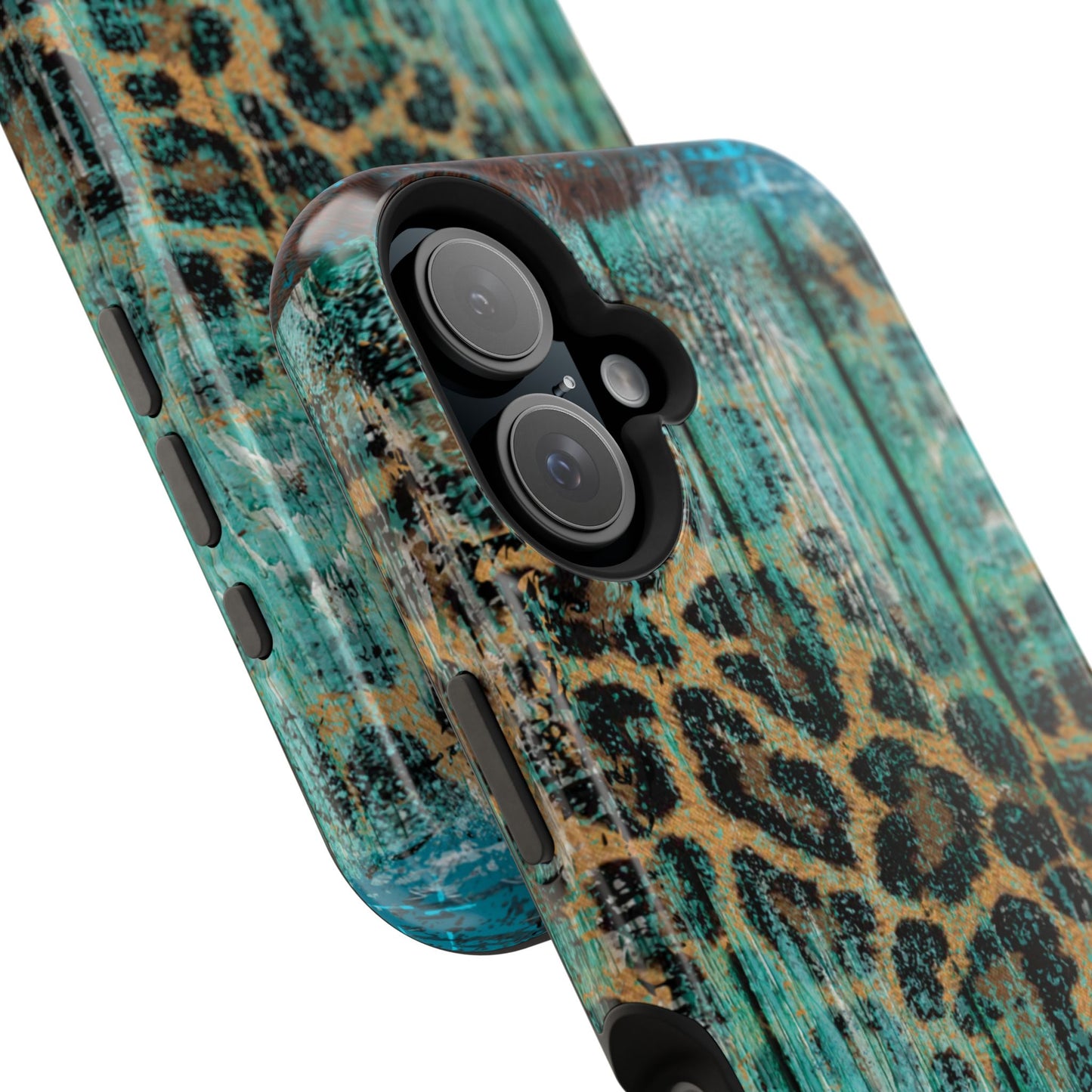 Turquoise Rustic Leopard Wood - MagSafe  iPhone Series Case