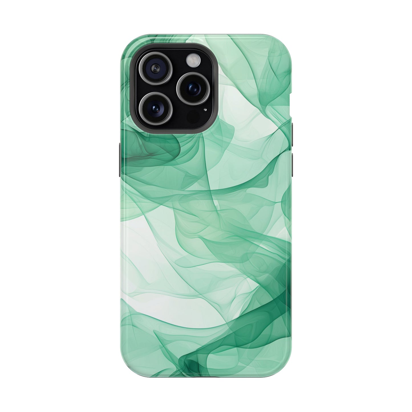 Translucent Flowing Green Fabric MagSafe iPhone Case – Elegant Fluid Design