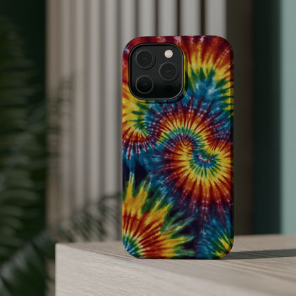 Retro Rainbow Tie-Dye MagSafe Case – Swirl Design