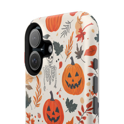 Halloween Pumpkin & Skeleton MagSafe iPhone Case – Spooky Autumn Design