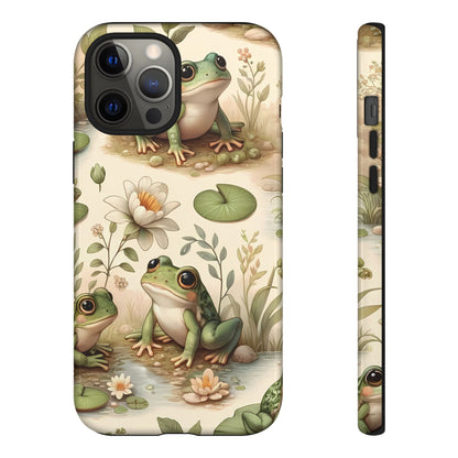 Cute Frogs Phone Case - Pond Pals Frolic - Charming Frog Lily Pad Phone Case for iPhone, Google & Samsung! Great Gift For Any Frog Lover!