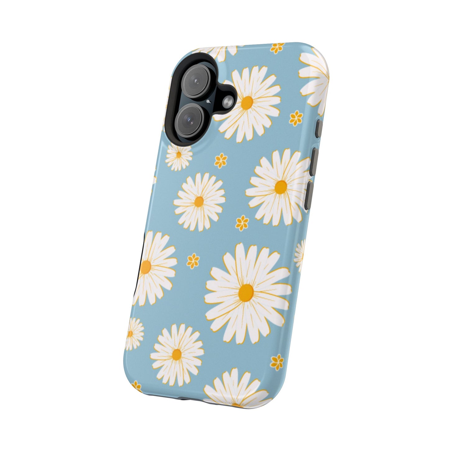 Bright Daisy MagSafe iPhone Case – Light Blue Background, Shockproof and Slim Design