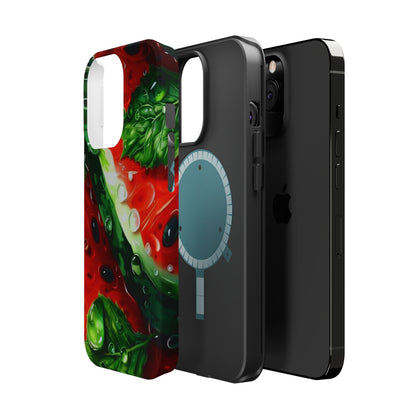 Juicy Watermelon & Mint MasSafe iPhone Case – Tough Dual-Layer, Vibrant Summer Design