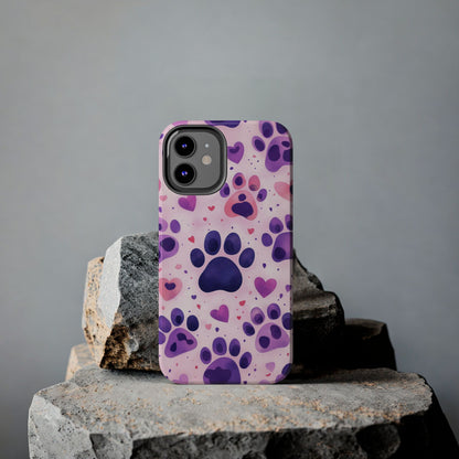 Purple Paw Print iPhone Case - Playful Pet Lover’s Protective Cover