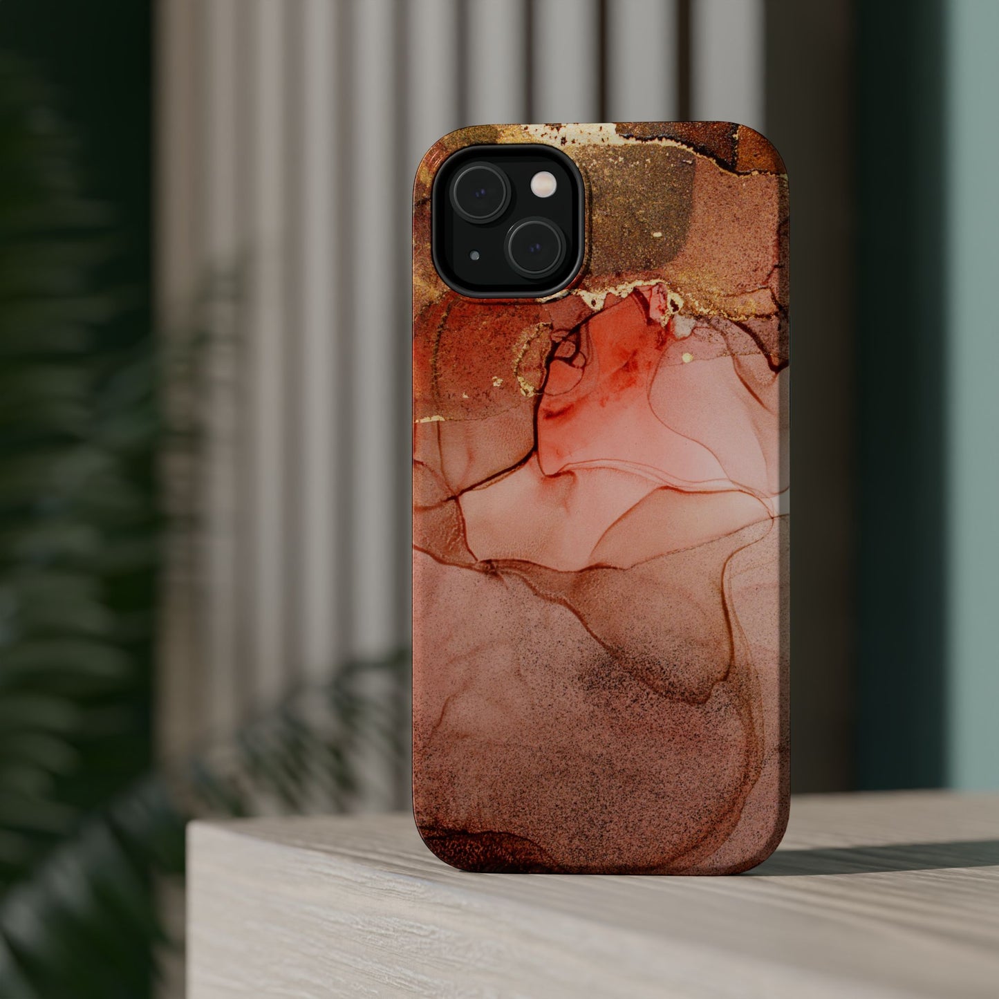 Ruby Red Marble MagSafe Case - Bold Red with Gold Veining for iPhone MagSafe Models