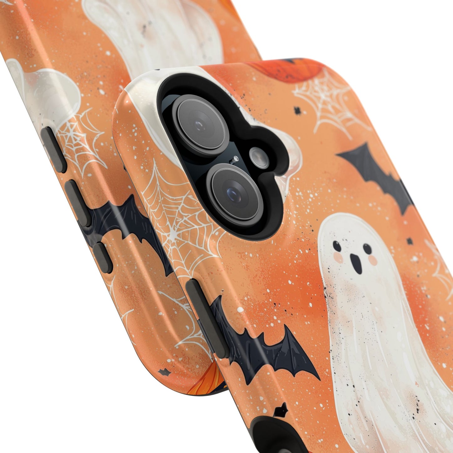 Spooky Cute Ghost MagSafe iPhone Case – Halloween Ghosts, Pumpkins, Bats & Cobwebs Design