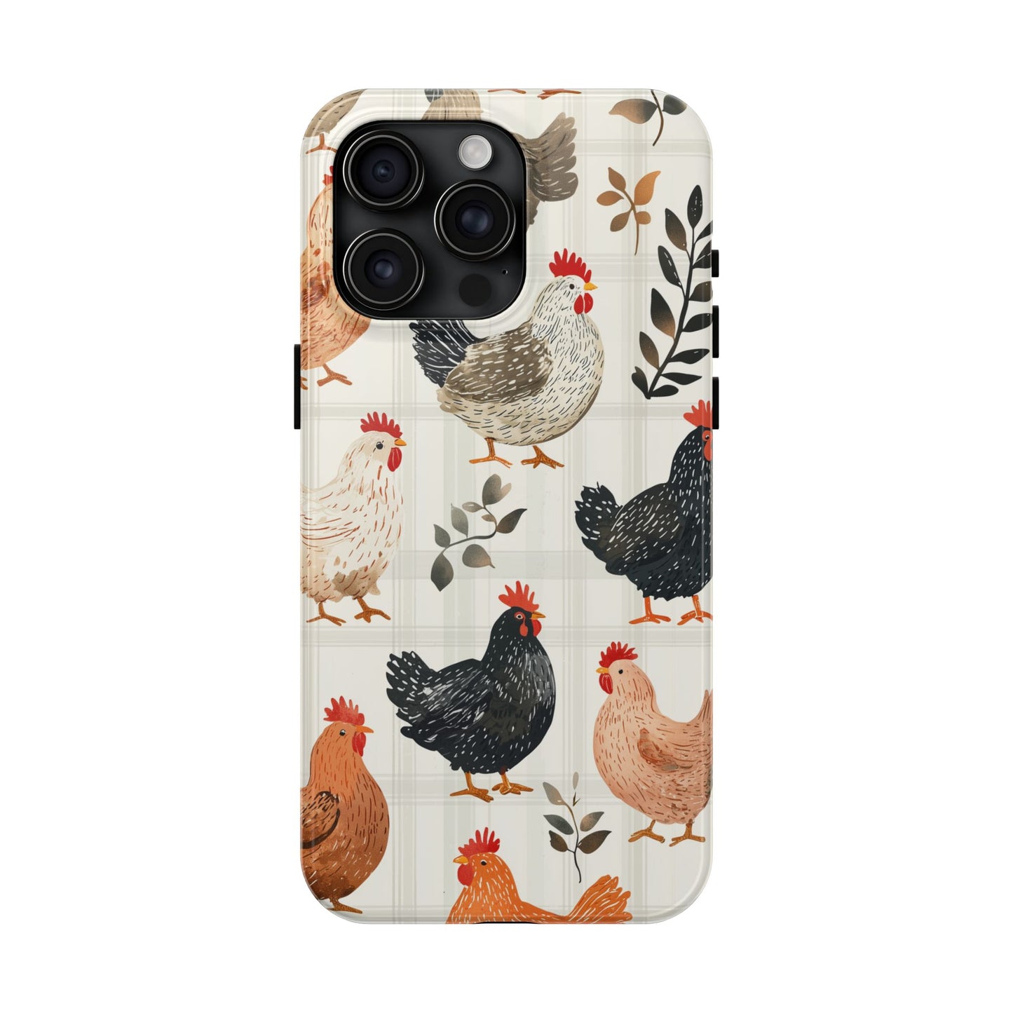 iPhone Case: Vintage Chicken & Leaves – Farmhouse Style Case