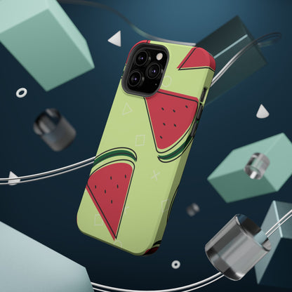 Watermelon Slice MagSafe iPhone Case – Fresh & Fun Design with Retro Geometric Pattern