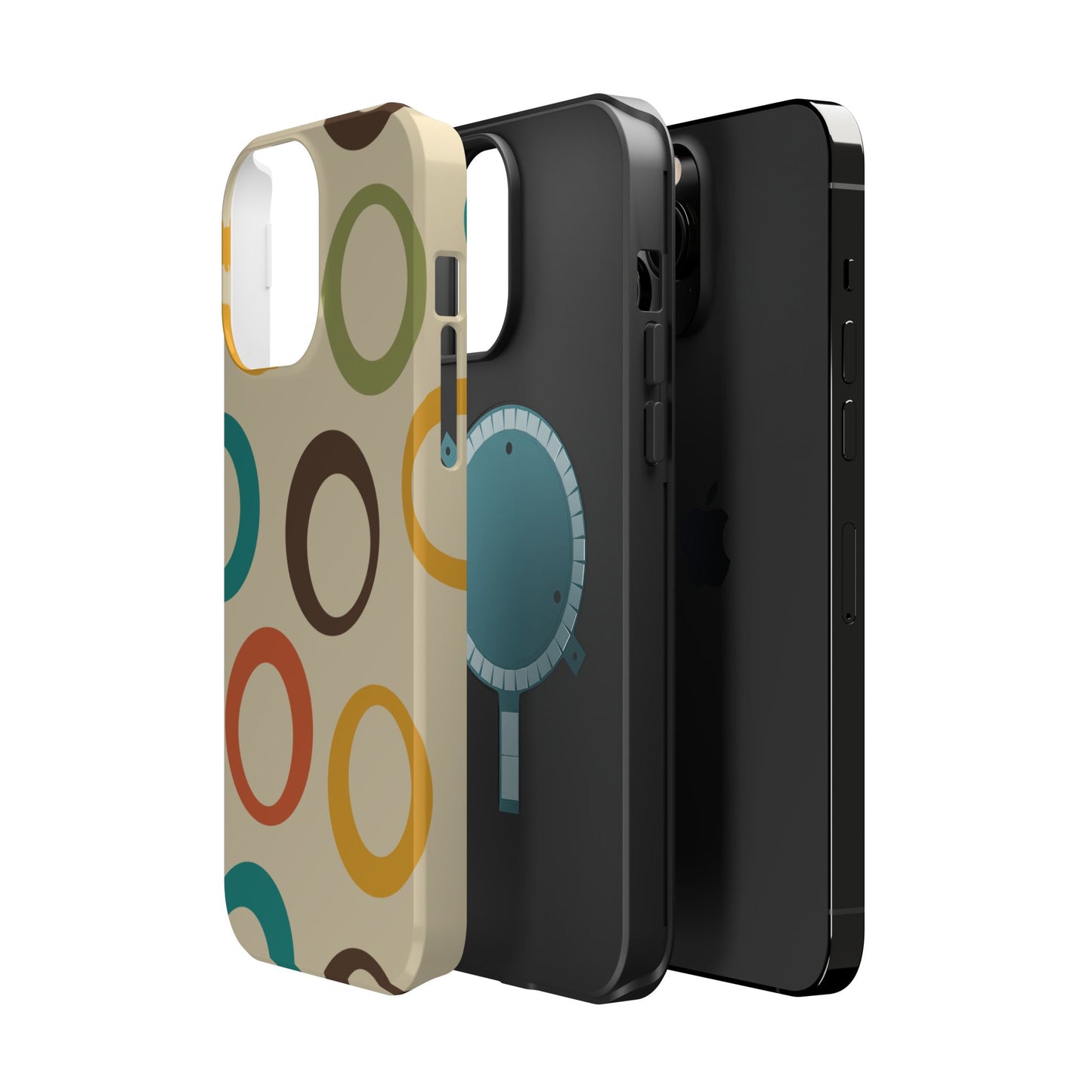 Retro Colorful Rings MagSafe iPhone Case – Shockproof, Matte Finish, Dual-Layer Protection