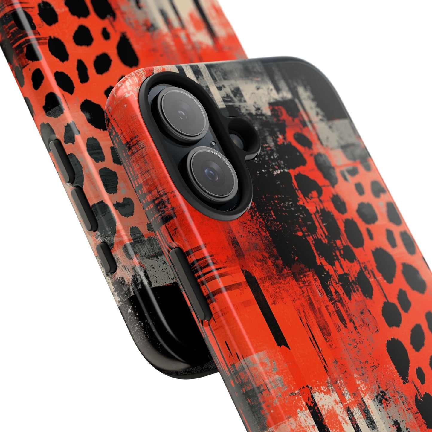 Cheetah Plaid iPhone Case – Red & Black Pattern