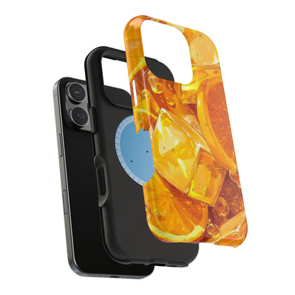 Citrus Splash MagSafe iPhone Case – Bright Orange Slices & Ice, Dual-Layer Protection