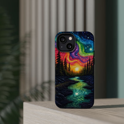 Celestial Nightscape MagSafe iPhone Case – Vibrant River and Starry Sky Design