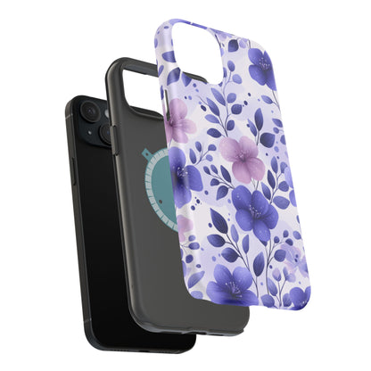 Purple Floral MagSafe iPhone Case – Durable Protection with Elegant Flower Design