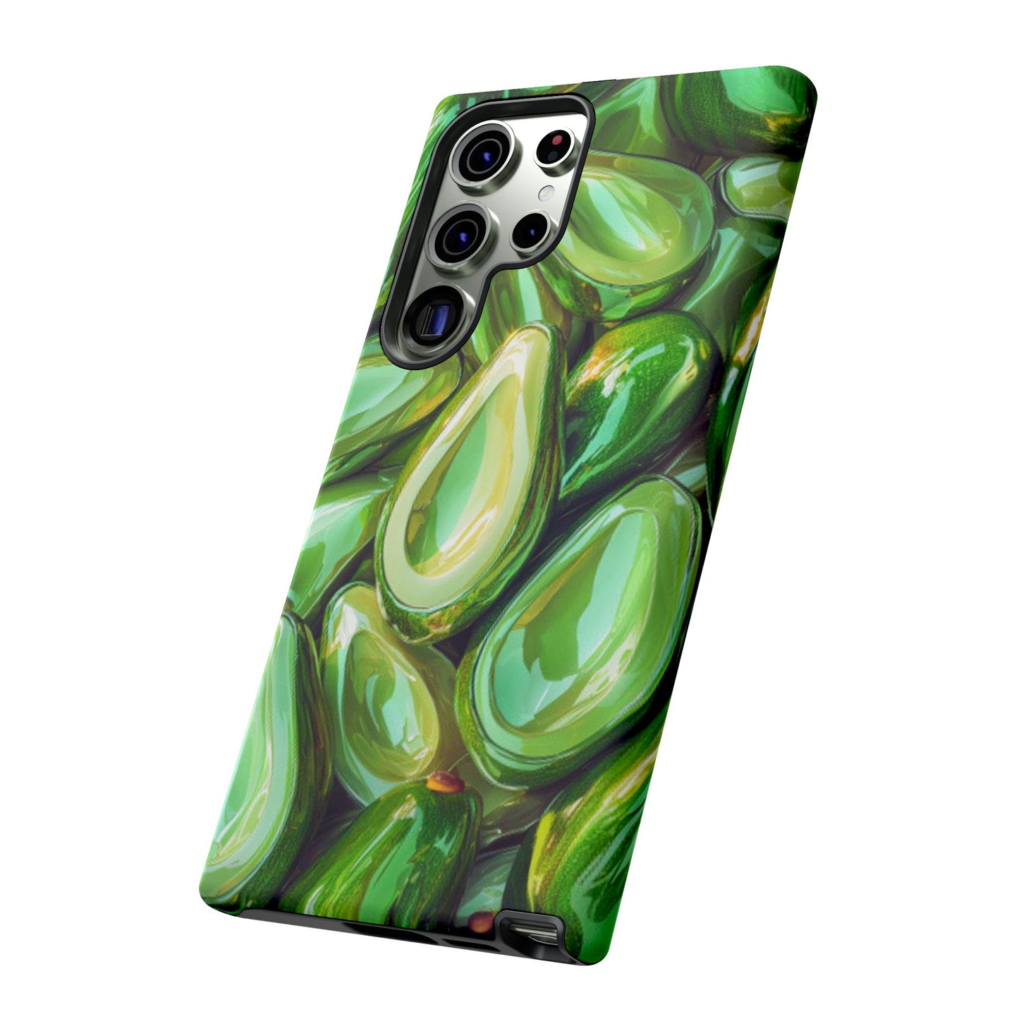 Glossy Avocado Samsung Galaxy  Case – Sleek Green 3D Fruit Design, Durable and Stylish