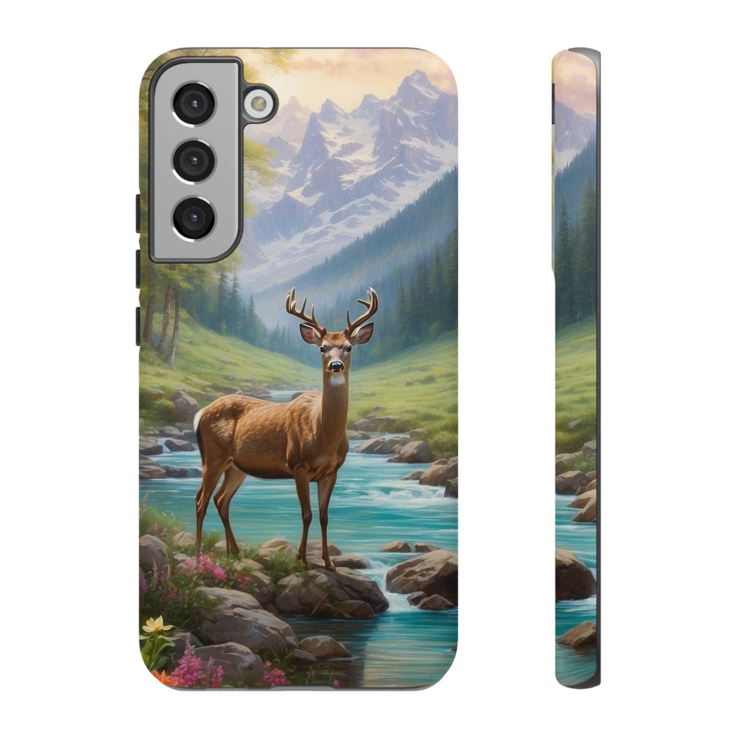 Alpine Serenity – Stag in Mountain Bliss Samsung Galaxy Phone Case