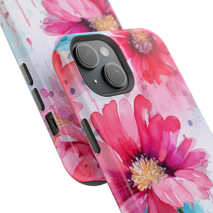 Vibrant Watercolor Red & Pink Floral - MagSafe iPhone Case