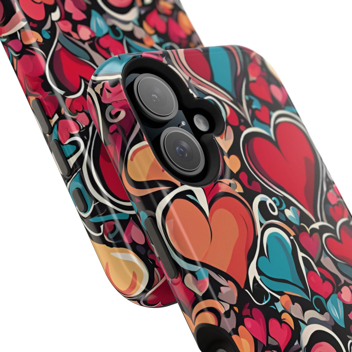 Vibrant Multicolor Heart Art – MagSafe-Compatible iPhone Case