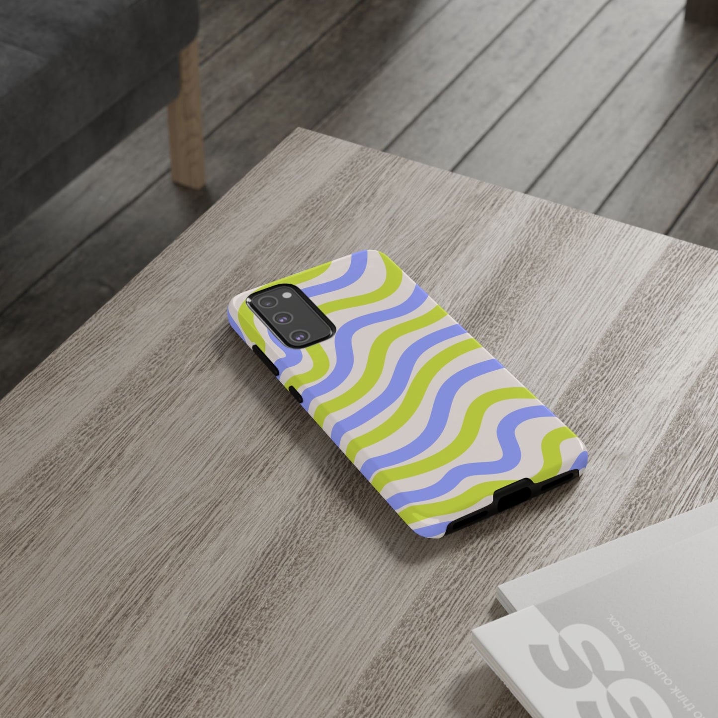 Neon Wave Samsung Galaxy Case – Bold Dual-Layer Protection with 70s-Inspired Vibe