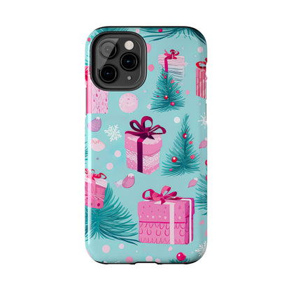 Festive Pink Christmas Gifts and Evergreen iPhone Case – Holiday Theme, Protective Cover