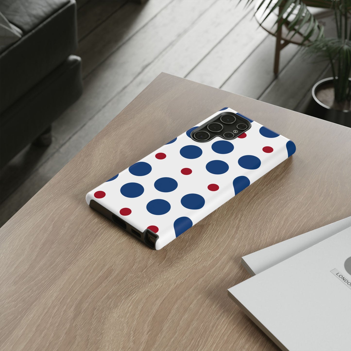 Bold Navy & Red Polka Dot Pattern – Samsung Galaxy Case