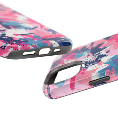 Vibrant Pink & Navy Abstract Splash – MagSafe iPhone Case