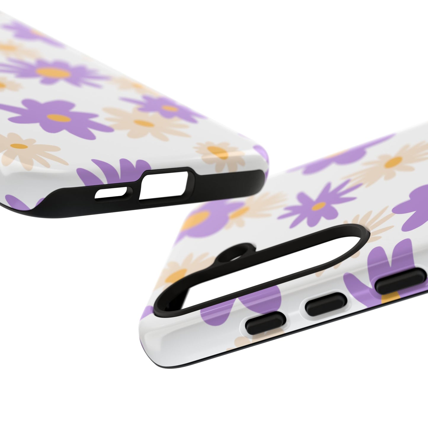 Retro Daisy Flower Samsung Galaxy Case – Pastel Purple & Cream Floral Design with Matte Finish