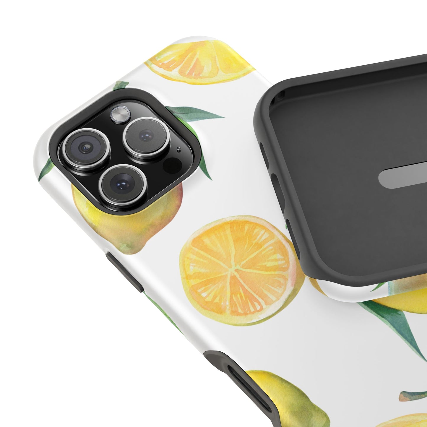 Lemon Grove Watercolor Tough MagSafe iPhone Case – Fresh Citrus Design, Dual-Layer Protection