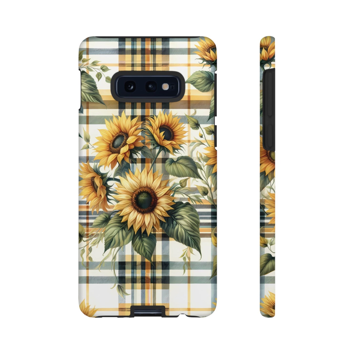 Cute Sunflower Phone Case - Sunny Blossom Plaid - Checkered Sunflowers Phone Case for iPhone & Samsung. Be Happy With These Bright Colors!