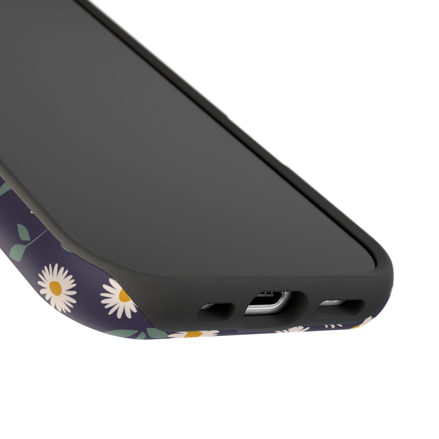 Midnight Daisy MagSafe iPhone Case – Dark Navy Floral Design, Slim and Protective