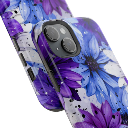 Vibrant Purple & Blue Floral Splash - MagSafe iPhone Series Case