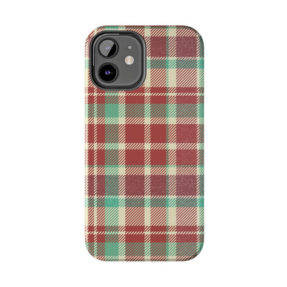 Red & Cream Vintage Plaid – Durable & Stylish iPhone Case