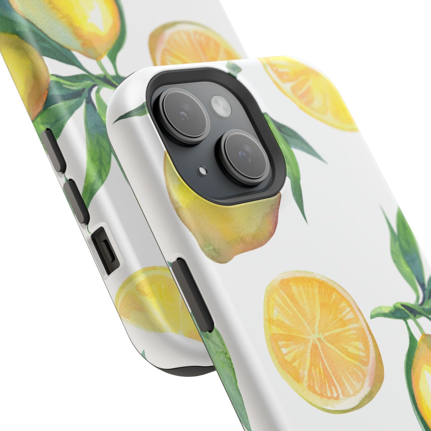 Lemon Grove Watercolor Tough MagSafe iPhone Case – Fresh Citrus Design, Dual-Layer Protection