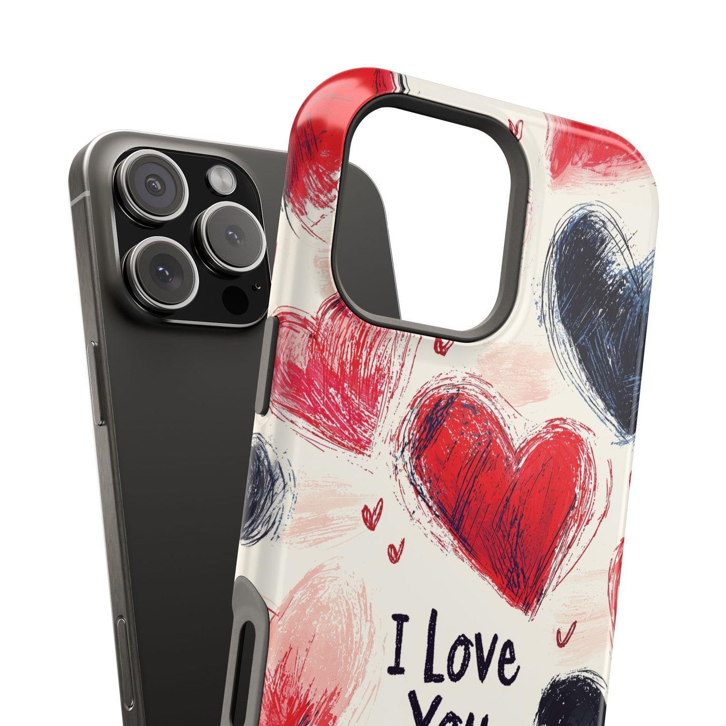 Brushstroke Hearts of Love "I Love You" - MagSafe Compatible Case