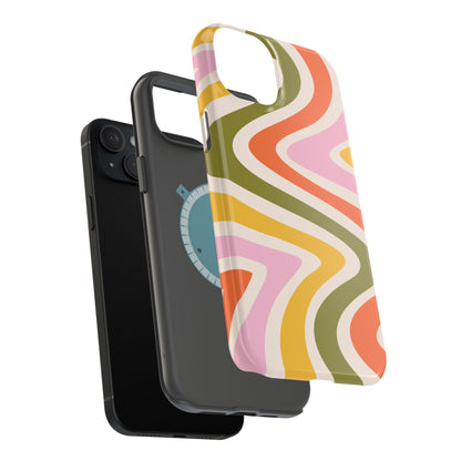 Retro Groove MagSafe iPhone Case – 70s-Inspired Design with Dual-Layer Protection