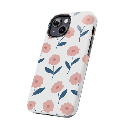 Playful Pink Floral Tough iPhone Case – Soft Pastel Design, Slim & Shockproof