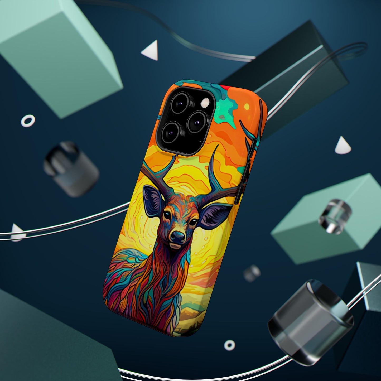 Vibrant Stag in Bloom – MagSafe iPhone Case