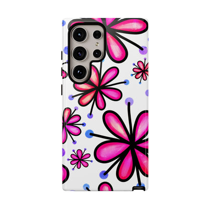 Pink Retro Bloom Samsung Galaxy Case – Ultra-Slim Design, Glossy Finish