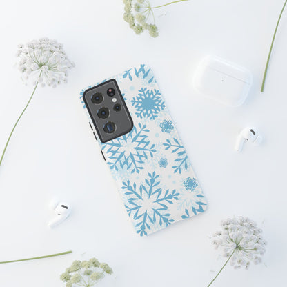 Frosty Blue Snowflakes Samsung Galaxy Case – Shockproof, Smooth Matte Finish, Dual-Layer Design