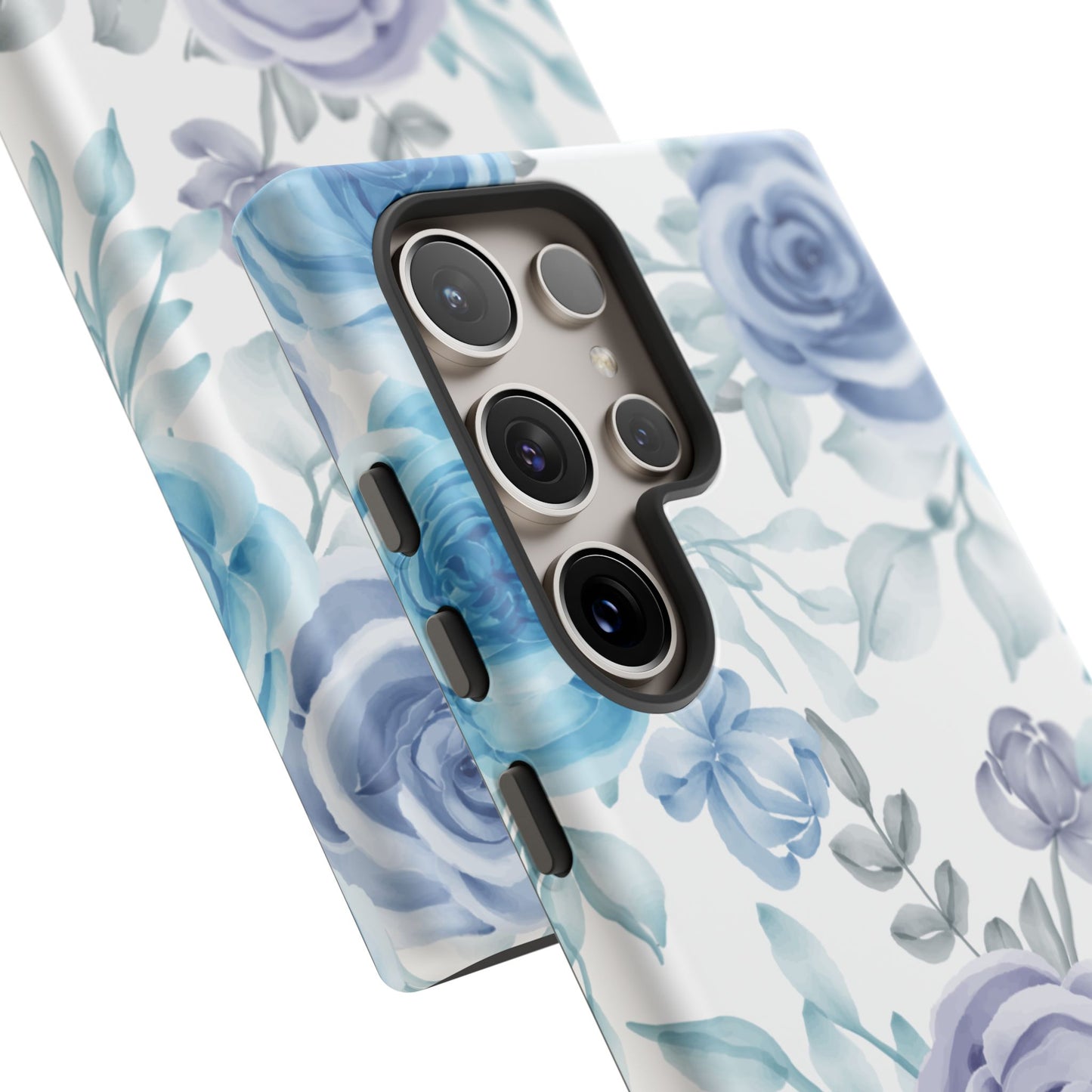 Elegant Blue & Violet Roses Samsung Galaxy Case – Artistic Floral Design for Stylish Protection