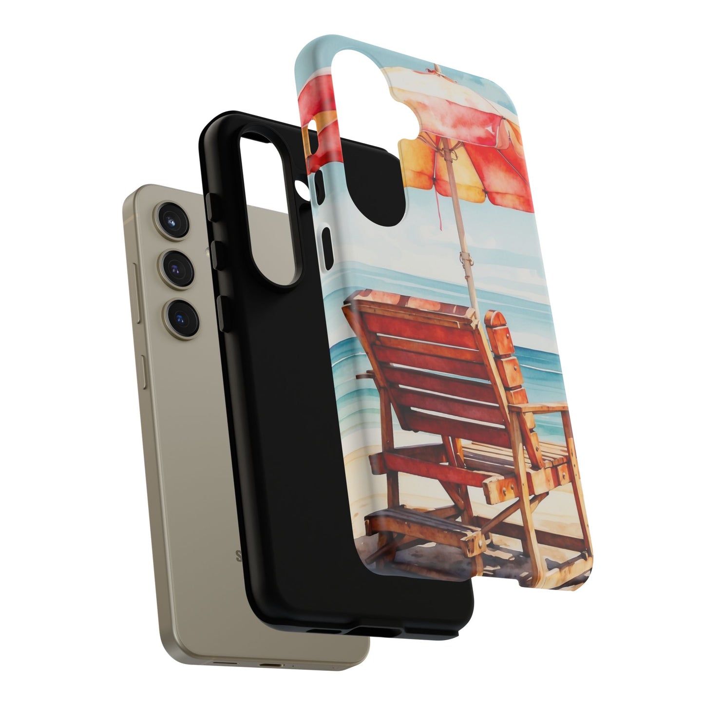 Beachfront Sunset Lounge Samsung Galaxy Case – Vibrant Watercolor Design