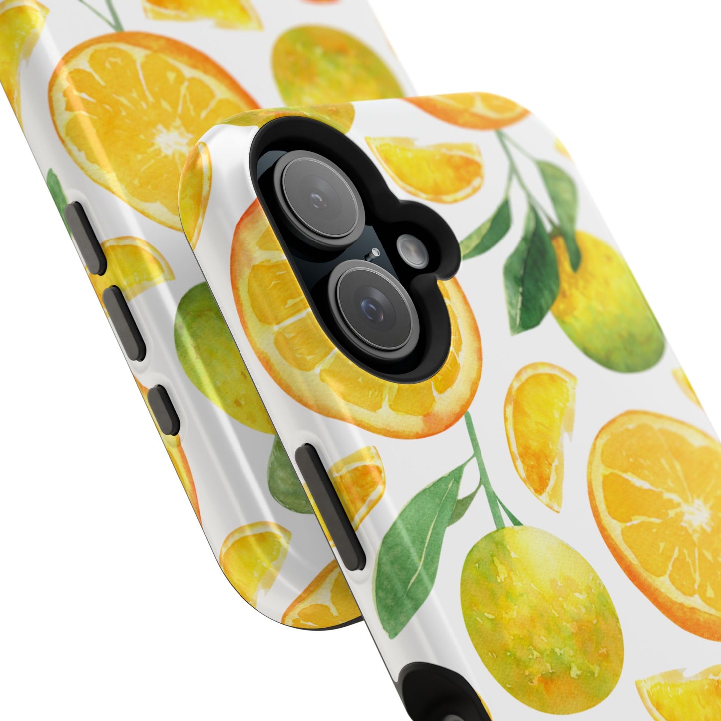 Sunny Citrus Grove Tough MagSafe iPhone Case – Watercolor Orange Design, Dual-Layer Protection