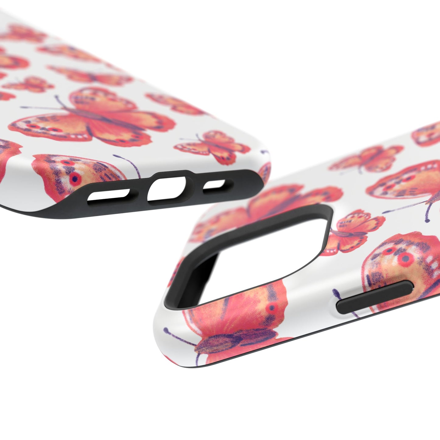 Coral Butterfly MagSafe iPhone Case – Slim, Protective Design with Bold Watercolor Print